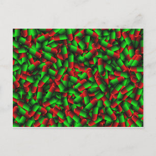 red green pills drugs postcard