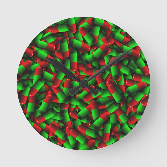 red green pills drugs round clock (Front)