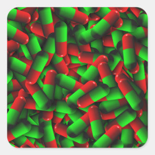 red green pills drugs square sticker