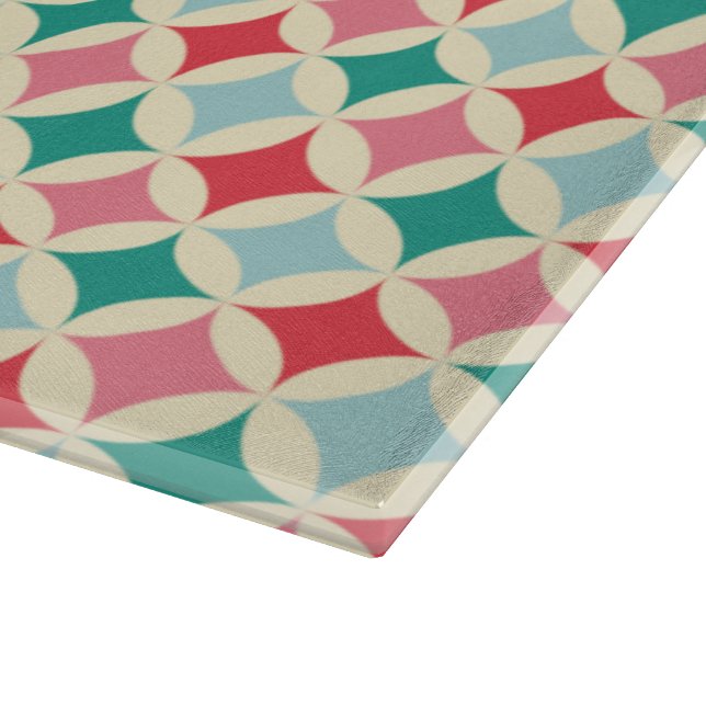 Red, Green, Pink, and Light Blue Diamonds Cutting Board (Corner)