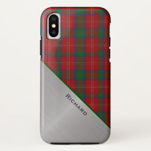 Red & Green Plaid & Aluminium Look  iPhone X Case