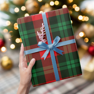 Red Green Plaid Buffalo Check Christmas Holiday Wrapping Paper