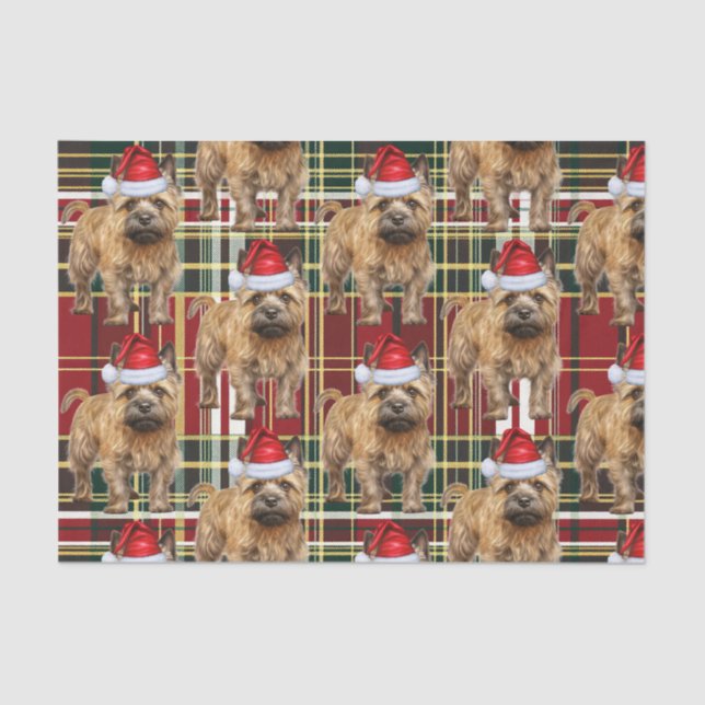Red Green Plaid Cairn Terrier Christmas Holiday Tissue Paper (Front)