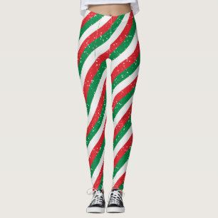 Red Green Plaid Christmas Leggings for Women