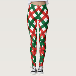 Red Green Plaid Christmas Leggings Women