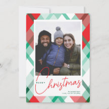 Red Green Plaid Christmas Photo Card