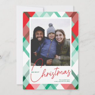 Red Green Plaid Christmas Photo Card