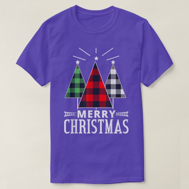 Red Green Plaid Christmas Santa Tree Xmas Christma T-Shirt (Design Front)