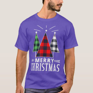 Red Green Plaid Christmas Santa Tree Xmas Christma T-Shirt