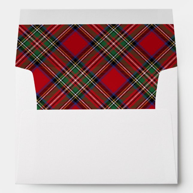 Red Green Plaid Classic Christmas Stewart Tartan Envelope (Back (Bottom))