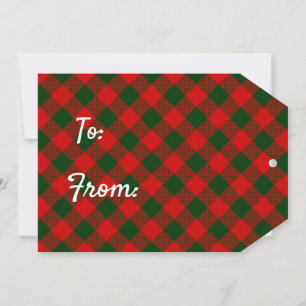 Red & Green Plaid Gift Tag Holiday Card