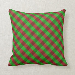 Red & Green Plaid Glitter Cushion