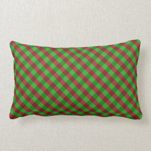 Red & Green Plaid Glitter Lumbar Cushion
