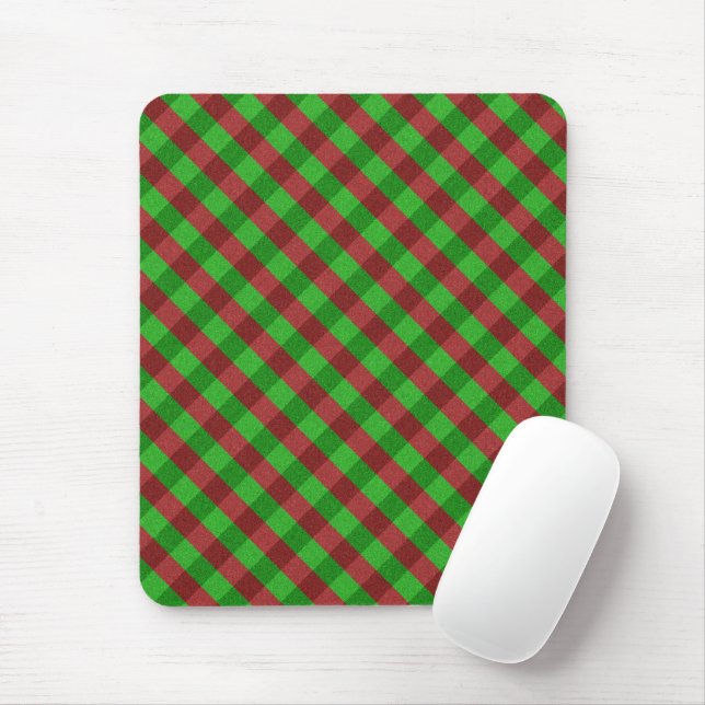 Red & Green Plaid Glitter Mouse Mat (With Mouse)