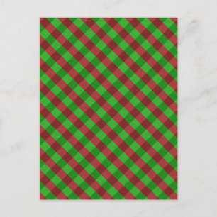 Red & Green Plaid Glitter Postcard