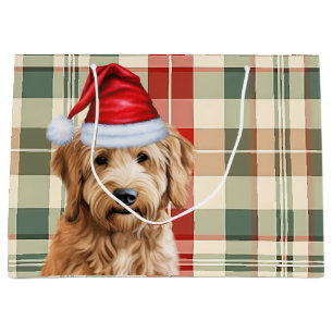 Red Green Plaid Goldendoodle Dog Lover Holiday Large Gift Bag