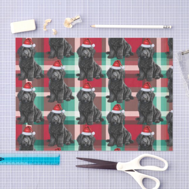 Red Green Plaid Labradoodle Dog Christmas Holiday Tissue Paper (Craft)
