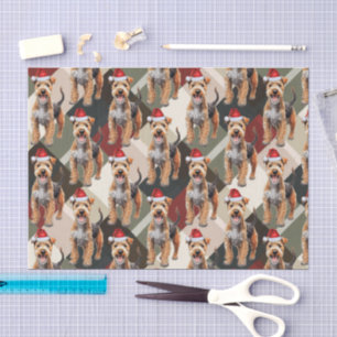 Red Green Plaid Lakeland Terrier Christmas Holiday Tissue Paper