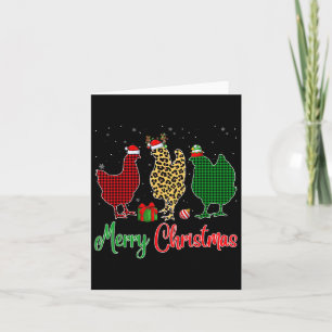 Red Green Plaid Leopard Chickens Santa Elf Hat Chr Card