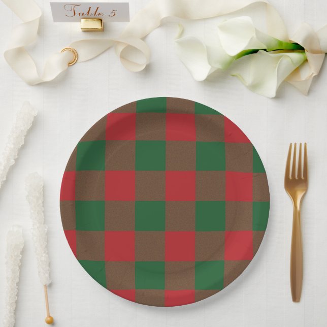 Red & Green Plaid Paper Plate (Wedding)