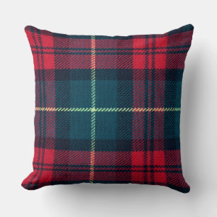Red green plaid pattern christmas country check cushion
