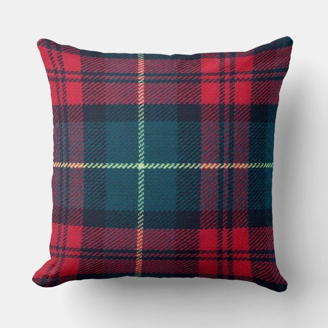 Red  green plaid pattern christmas country check cushion (Front)