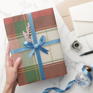 Red Green Plaid Pattern Wrapping Paper