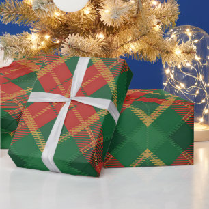 Red Green Plaid Pattern Wrapping Paper