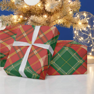 Red Green Plaid Pattern Wrapping Paper