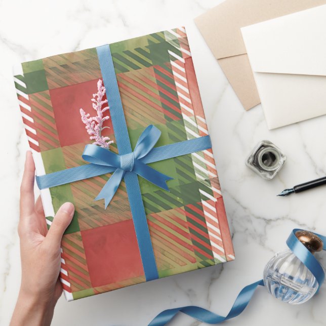 Red Green Plaid Pattern Wrapping Paper (Gifting)