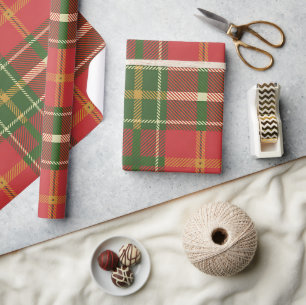 Red Green Plaid Pattern Wrapping Paper