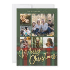 Red green plaid photo collage Merry Christmas