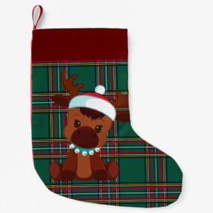Red/Green Plaid 'Reindeer Chrstimas Stocking