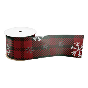 Red Green Plaid Satin Ribbon