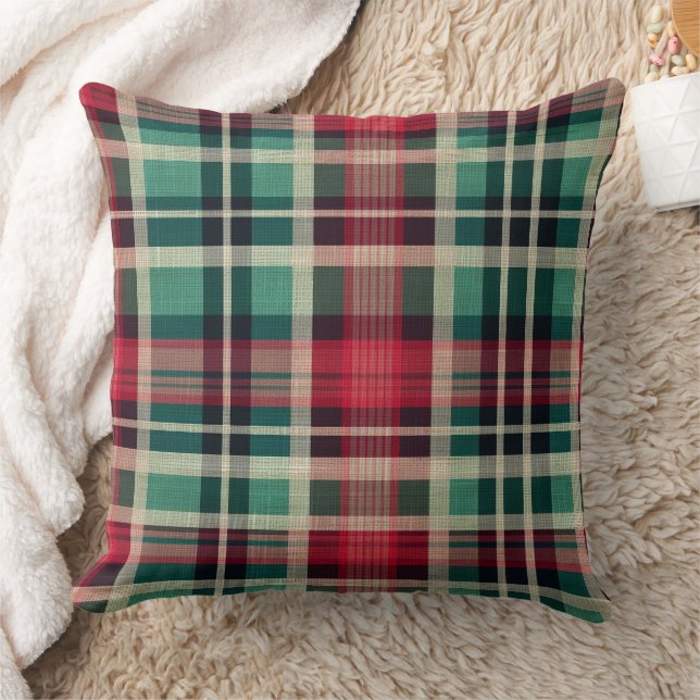 Red Green Plaid Stripes Cushion (Blanket)
