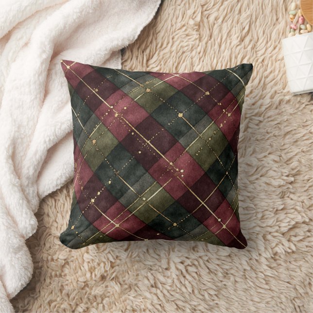 Red Green Plaid Stripes Cushion (Blanket)
