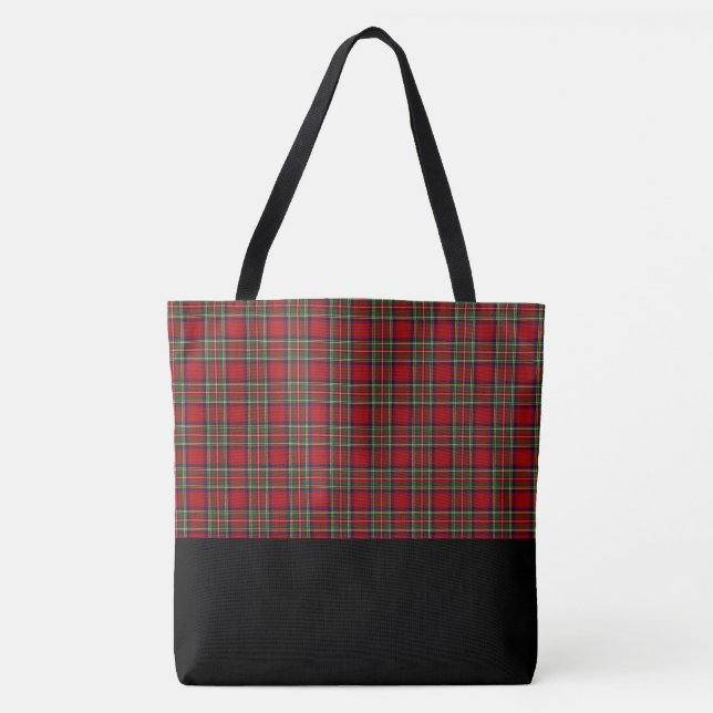 Red & Green Plaid Tote Bag-LRG Bag (Front)