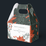Red Green Poinsettia Floral Simple Business Favour Box<br><div class="desc">Wish a happy holidays to your clients and customers with this modern poinsettia floral Favour Box in red and green.</div>