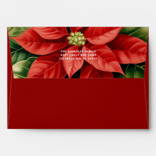Red Green Poinsettias Christmas Greeting Envelope