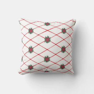 Red Green Poinsettias Criss Cross Pattern Pillows
