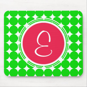 Red & Green Polka Dot Monogram Mouse Mat