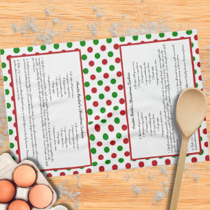Red Green Polka Dot Whimsical Keepsake Recipie Tea Towel