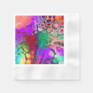 Red, Green, Purple Colourful Digital Fluid Art    Napkin