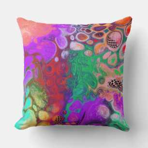 Red, Green Purple Colourful Fluid Art   Cushion