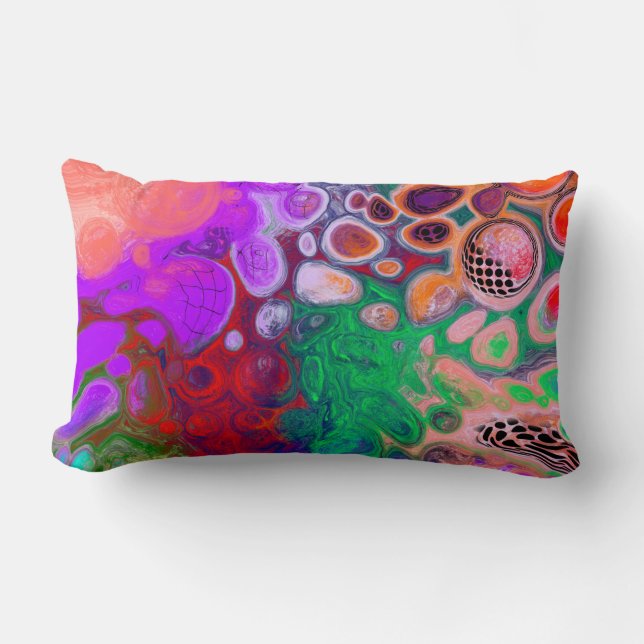  Red, Green Purple Colourful Fluid Art   Lumbar Cushion (Front)