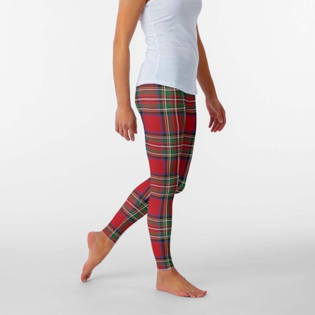 Red Green Royal Stewart Tartan Plaid Pattern Leggings (Creator Uploaded)