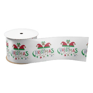 Red Green Santa Hat Christmas Bells Satin Ribbon