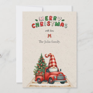 🎄Red & Green Santa Vintage Car Christmas Holiday Card