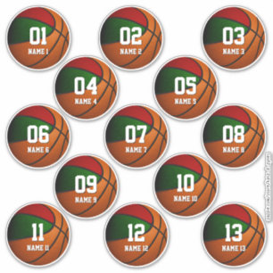 red green set of 13 basketball kids team gifts