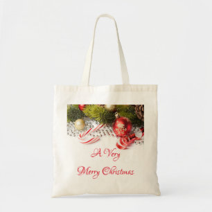 Red Green Silver And Christmas Decorations Tote Bag